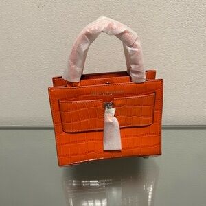 Brandon Blackwood Kuei Orange Croc Embossed Leather